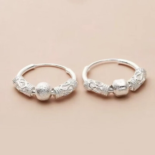 KZD Old Phoenix 999 pure silver earrings niche design ear buckles light luxury earrings earrings unpopular sterling silver pair sterling silver transfer bead earrings