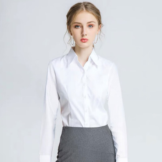 白衬衫女长袖职业装正装工作服2025春季新款气质工装衬衣免烫修身 白色【6212】 L 推荐100-110斤