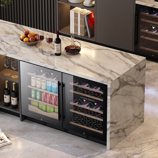 Bai Kailun Ice Bar Red Wine Cabinet Home Embedded Red Wine Cabinet Office Glass Door Refrigerator Tea Beverage Wine Refrigerator Fruit Preservation Cabinet Constant Temperature Cabinet Constant Humidity Grape Three Temperature Combination Cabinet | Ice Bar Red Wine Style 300L Thin Style