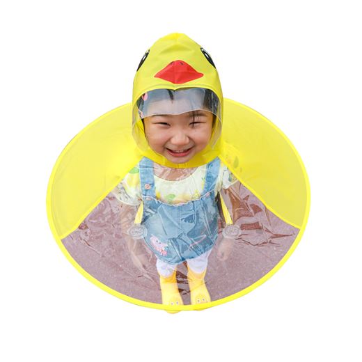 Youguan Children's UFO Raincoat Little Yellow Duck Cape Style Umbrella Hat Kindergarten Boys Girls Children Waterproof Baby Raincoat Set of Two Little Yellow Duck Raincoat + Yellow Overalls S One Size 1 Piece