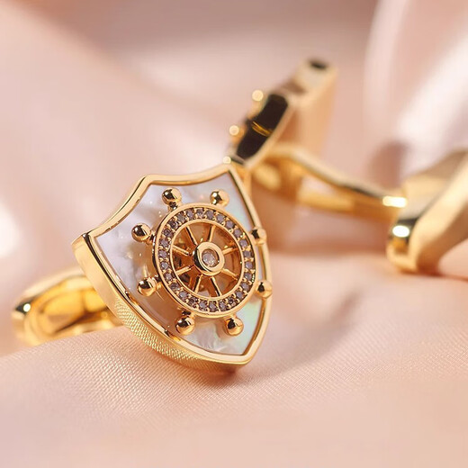 NOSSKISS扬帆起航轻奢袖扣男士高端可转动船舵定制生日袖口钉礼盒 扬帆起航