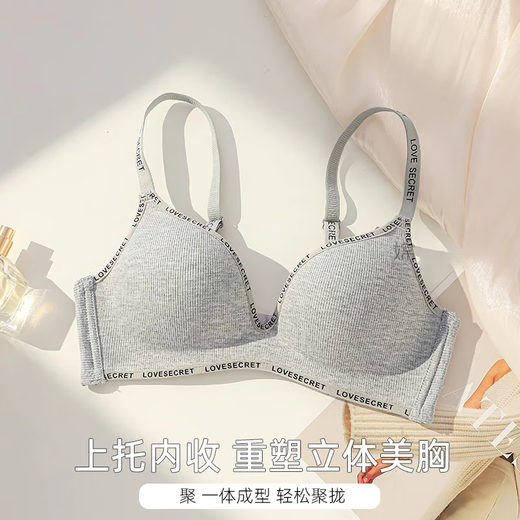 维多利亚的格调维密系列内衣女聚拢小胸显大收副乳防下垂无痕夏新款无钢圈文胸罩 花灰-单件 75A