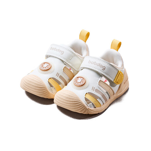 Babu Dou Baby Sandals 2025 Autumn and Winter New Anti-mosquito Breathable Outdoor Shoes Soft Sole Anti-Slip Functional Shoes Baotou Children's Shoes Light Khaki Hollow Large Net 23 Inner length of the shoe is 14.5cm, suitable for feet 14cm long