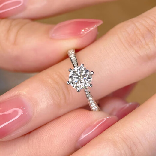 Pt950 platinum moissanite diamond ring micro-set six-claw diamond ring 1 carat ring for men and women to propose to their wives and girlfriends micro-set six-claw 50 points - light luxury model default open style