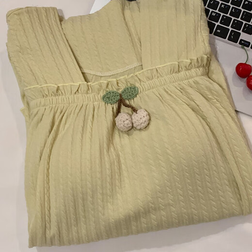 花陌妮公主风睡裙女春夏秋季棉质长袖带胸垫胖mm宽松大码孕妇家居服睡衣 J897-豆沙色裙【可拆卸胸垫】 M 【80-100斤】