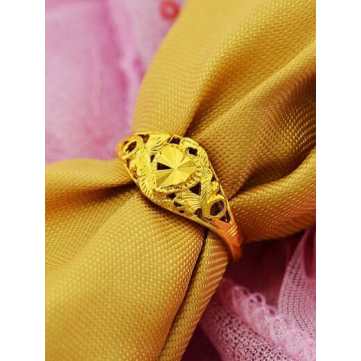 OEMG Old Phoenix Gold Store Style Chicken Heart Adjustment Ring 18K Gold Color Non-Fading Women's Nordic Gold Gift Ethnic Style Opening Adjustment Model Gift Certificate Gift Box