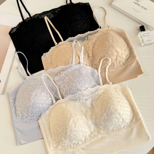 Modal Anti-Lighting Breast Covering Artifact Tube Bra Women's Thin Large Breast Showing Small Breast Anti-Lighting Breast Covering Summer Beautiful Back Pendant Elegant Black M (80-110Jin Jin is equal to 0.5kg)
