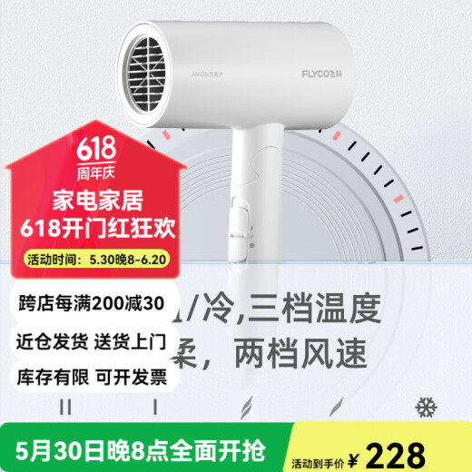 2025新款家用大功率大风力负离子低噪音家用恒温护发不伤发电吹风筒 飞科新款6296【1800W】薄荷绿 柔顺护发