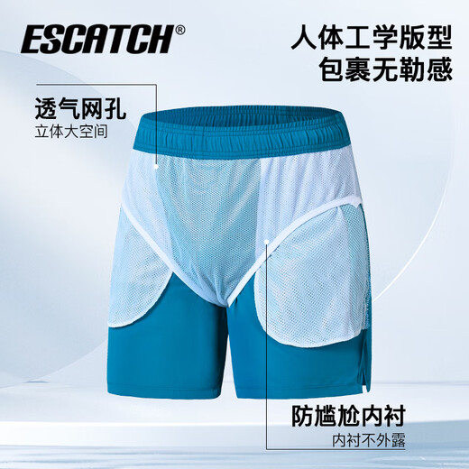 ESCATCH neue Produkt-Badehose für Männer, schnell trocknende Anti-Peinlichkeits-Strandhose, Badehose für Erwachsene mit heißen Quellen, hochwertiger Herren-Badeanzug Dopamin ES6 Pfauenblau (dreieckiges Futter), verbessertes Modell M _ (geeignet für Gewicht 50–60 kg)
