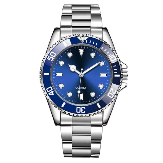 New Watch Men's Quartz Trendy Business Steel Band Watch Fashion Blue Water Ghost