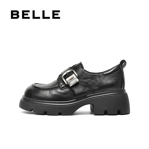 Belle Zhang Linghe recommends black loafers for women, shopping mall style cowhide thick-soled jk shoes E1Z1DCM5 black 38 (240mm)