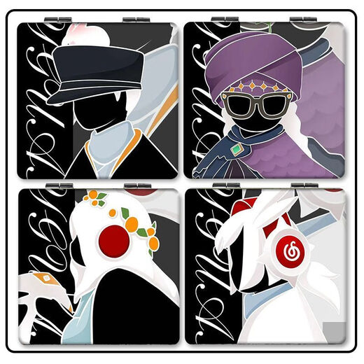 Light meets a cute newbie mini mirror with a wizard vanity and cherry blossom portable makeup square mirror folding F3524_Double-sided same picture