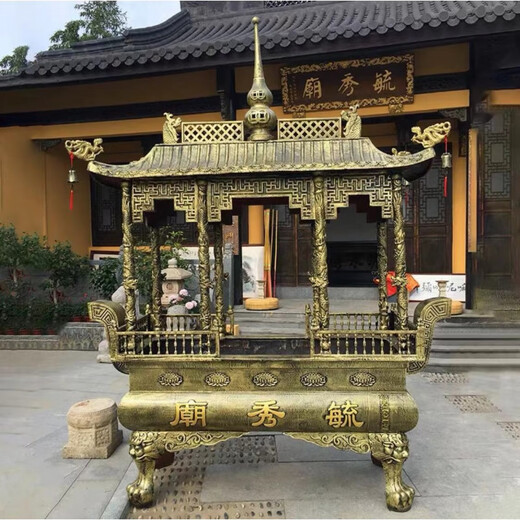 Outdoor large incense burner with four-eight dragon pillars, temple rectangular large extra-large cast iron copper outdoor ten thousand year incense burner, 1.5 meter rectangular eight-dragon pillar fixed jin