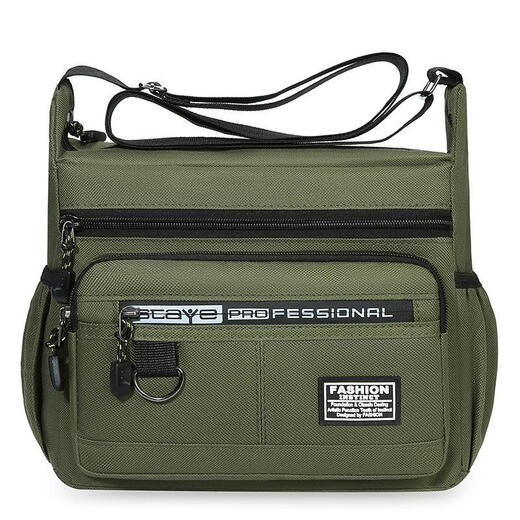 Vinoa Large Pocket Repair Tool Bag Men's Business Cross Bag Can Hold Water Cup Men's Bag Single Shoulder Crossbody Bag More Wear-Resistant Upgraded Six Zippers-0193 Army Green