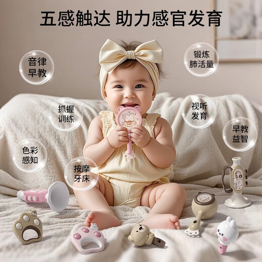 Bei Chuzhong Handrassel Babyspielzeug liefert 0-6 Monate Neugeborenes Treffen Geschenk praktische High-End-Geschenkbox Baby 0-1 Jahre alt Erleuchtung beruhigend 10-teiliges Set Früherziehung niedliches Kaninchen Geschenkbox Beißring kann 3 Jungen und Mädchen beruhigend Vollmond 4 kauen