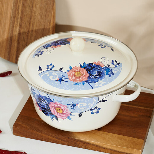 Yupinjia lard tank enamel basin high temperature resistant old-fashioned national style lard special container with lid large capacity enamel enamel bowl enamel basin 24cm 1 piece 3.2L