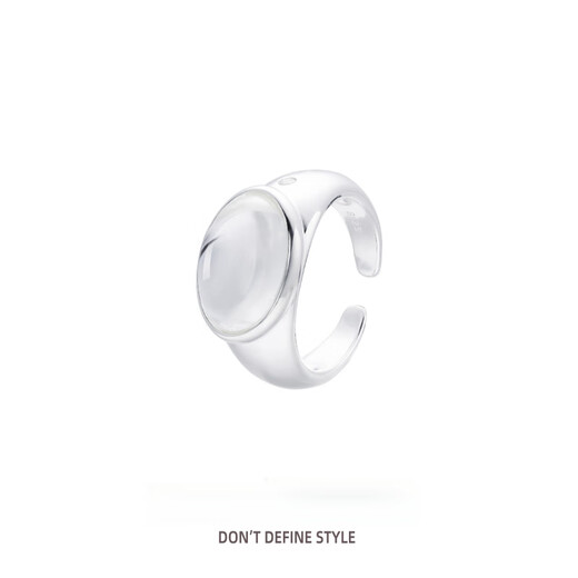 DL 1998 Fat Donglai same style white crystal ring 925 silver glossy transparent opening feminine temperament versatile quality white crystal ring