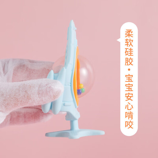 Baby bite molar stick, infant silicone teether, molar teeth fixator, rattle teether, airplane ring teether, airplane-rattle teether pink + storage box