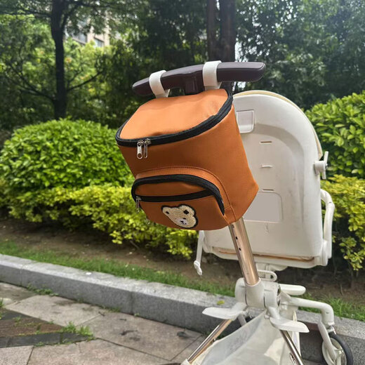 婴儿推车挂包大容量通用宝宝遛娃车挂包置物袋伞车儿童车收纳挂包 小熊米色-抽纸