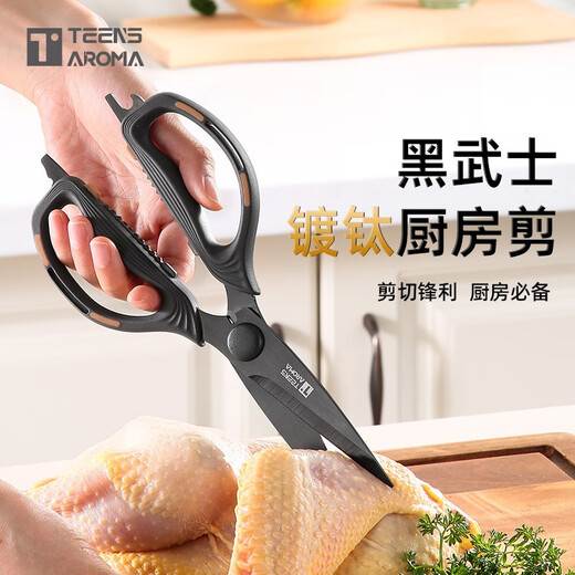 特恩斯厨房专用剪家用大号多功能不锈钢镀钛防锈剪子 钛岩黑