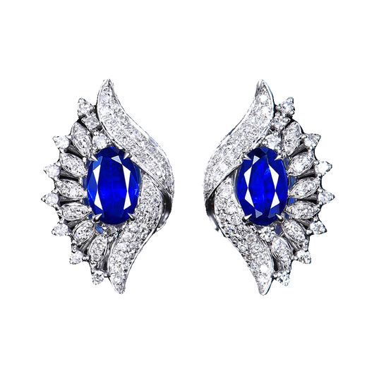 HEEKAIYI Royal Sapphire Earrings for Women 18K Diamond Earrings Luxury Chinese Valentine's Day Birthday Gift for Wife and Girlfriend Selected Royal Sapphire Earrings 18K Gold Inlaid
