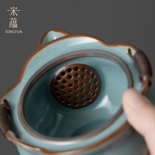 Song Yun Li Guilian Ru Kiln Tea Set High-end Kung Fu Tea Set Portable Tea Set Gift Box Housewarming Souvenir
