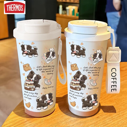 Thermos Happy Puppy Thermos (Thermos) Étudiant en acier inoxydable tasse de café spécial portant à la main Nouvelle tasse d'eau masculine et féminine haute précis