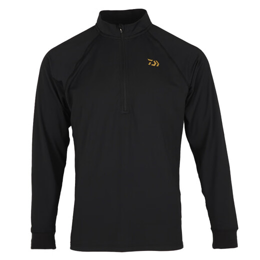 Dayiwa 25 autumn and winter DE6225CS inner fleece long-sleeved shirt, stand-up collar pullover top, inner bottom fishing clothing, black 2XL