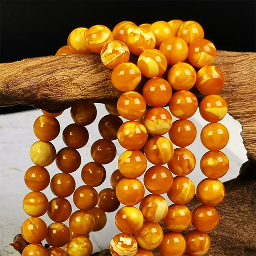 Hupai, one thing, one picture, one certificate, beeswax bracelet, women's bracelet, 108 beads rosary necklace, old wax flower wax bracelet, 15.04g, 6mm