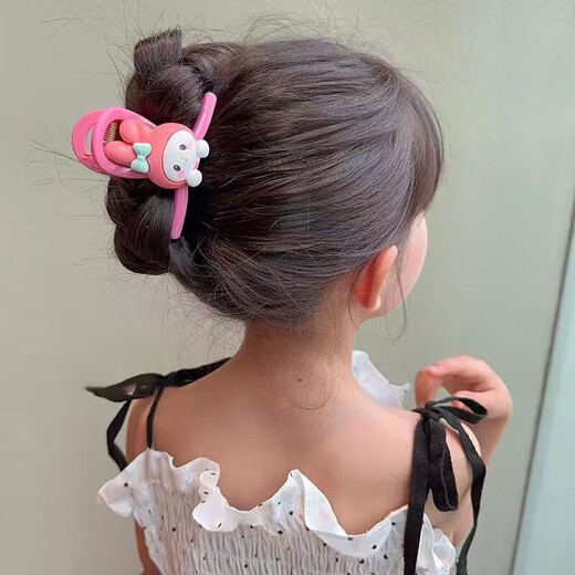 Children's Cartoon Pink Clip Little Girl's Back of Head Strawberry Bear Melody Cinnamon Dog Hairpin Clamp Kuromi Children's Clamp (Random 1 Pack)