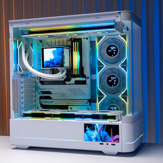 Jungle Leopard AC-02 sea view room chassis 5.5-inch HD screen/curved hyperboloid glass/back-mounted motherboard AC-02 curved glass chassis black