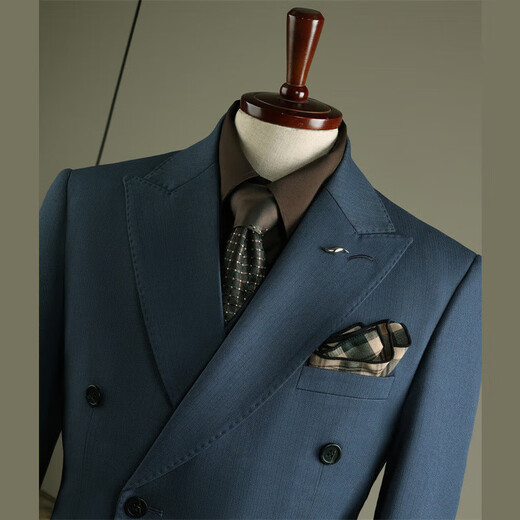 DK high-end men's striped suit suit men's business formal wear groom's best man's wedding wear engagement dress suit jacket blue stripe (suit + trousers) 7XL /64 (205-230Jin Jin equals 0.5 kg)
