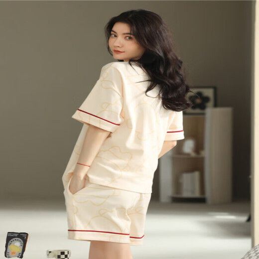 Jinrenchu-Pyjamas für Frauen im Sommer im Sommer können kurze Kurzschlägen von Kurzärärmeln außerhalb von 2025 neuer Heimbekleidungsanzug 9885 Einsgröße M-Code 80-100jin [Jin entsprechen 0,5 kg]