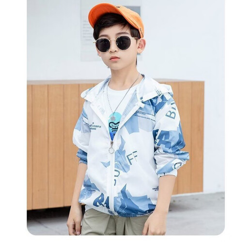 Ouhuangxiong children's sun protection clothing, children's summer clothing, new children's clothing, breathable skin clothing, air-conditioning clothing for middle and large children, orange five-pointed star 150, height 140~150cm