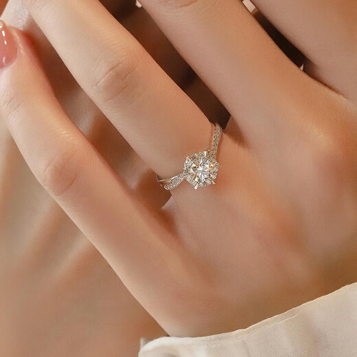 DR.KU Moissanite Diamond Ring 1 Carat Silver Hexagram Open Engraving Proposal Wedding Ring for Valentine's Day Gift for Girlfriend 1 Carat Hexagram Diamond Ring - Opening Adjustable Size