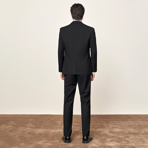 Heilan House (HLA) suit men's autumn light business flat lapel crisp and stylish formal banquet wedding men's suit black 02 48 B/175/96B recommended 69-74kg