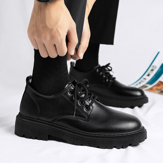 Woodpecker Leather Shoes Men's New Men's Shoes Business Casual Leather Shoes Men's Work Commuting Formal Shoes Work Black Shoes Men Black 42