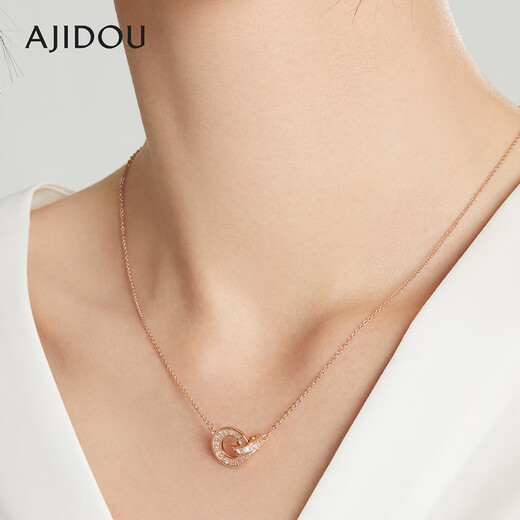 AJIDOU Ajidou necklace rose gold Roman ring retro high-end birthday gift for girlfriend rose gold necklace