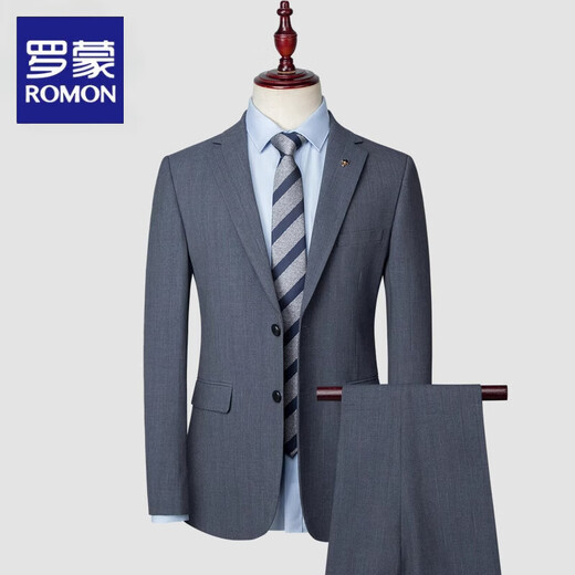 ROMON casual suit men's formal wedding 2025 new spring and autumn slim men's suit dress suit 2266 gray. Double slit L 175 120-135 Jin Jin equals 0.5 kg