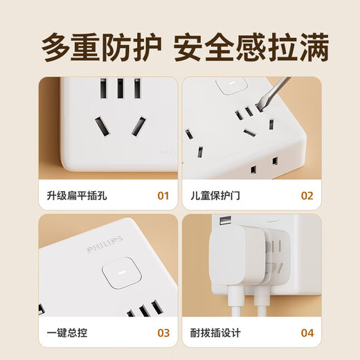 Philips Rubik's Cube USB socket converter/86 type conversion socket plug/Typec socket extension/one-turn multi-socket/multi-function socket