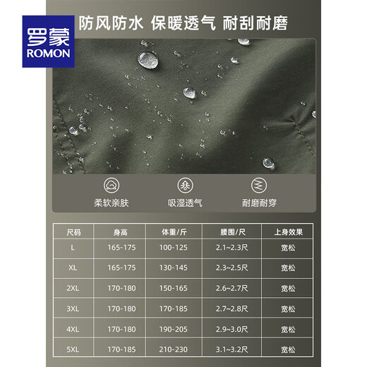 Romon Overalls 2025 Autumn and Winter New Men's Velvet Thickened Sports Large Size Hiking Pants Men's Casual Straight Pants 10301/2228 Dark Gray Autumn Regular Style M Recommended Weight 100-125 Jin Jin is equal to 0.5 kg