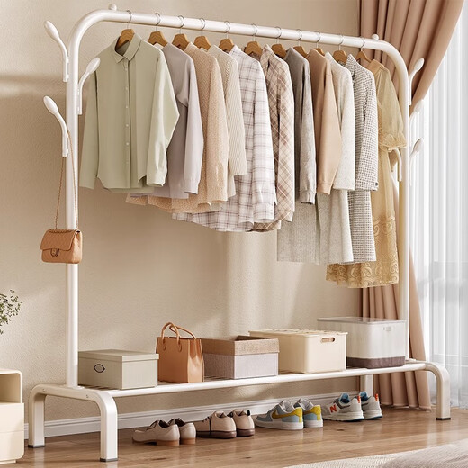 Yimo coat rack floor-standing vertical bedroom-specific clothes rack dormitory living room can be placed thick clothes drying rack seven-hook white