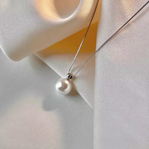 IosnS999 sterling silver single pearl necklace women's light luxury high-end neck necklace 2025 new clavicle chain as a gift for girlfriend 999 sterling silver single pearl necklace selected gift box