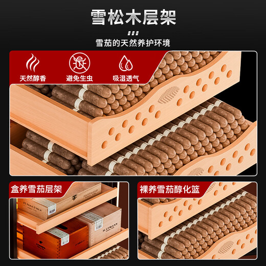 FK-68C cigar cabinet constant temperature and humidity electronic cigar cabinet cedar wood alcohol cigar box frost-free air-cooled cigar constant temperature and humidity humidifier mini cigar red wine cabinet black box nude cigar cabinet + constant temperature and humidity + cedar wood cigar blue + side light strip