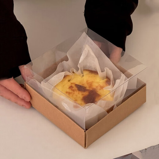 NAOISKEY Korean 4-inch 6-inch Basque cheesecake box light cheese pastry packaging packaging box baking oil paper tray 5 pieces 6-inch white--cake box
