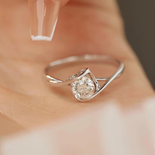 Pt950 Platinum Moissanite Angel Kiss 1 Carat Diamond Ring Couple Ring for Girlfriend Proposal and Wedding Angel Kiss 50 Points - Light Luxury Style Default Open Style (Size Can Be Adjusted)