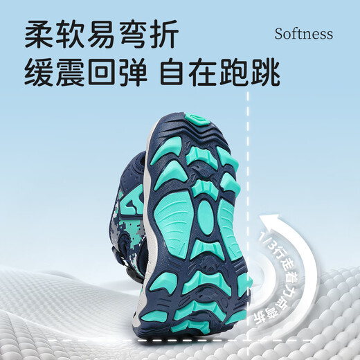 Annai children's shoes boys' sandals summer anti-collision Baotou sports sandals hollow mesh children's beach shoes 6356 dark blue 34