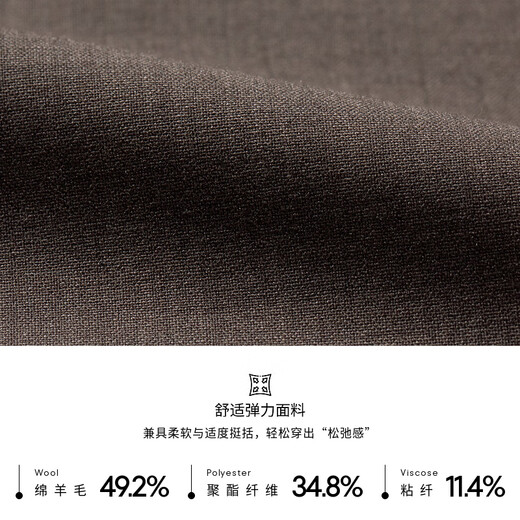 Jinba Men's Sheep Wool Business Formal Commuting Suit Men | HSFT1907 Light Coffee B 2XL