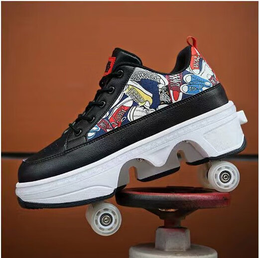 
Bibizan Deformed Shoes Academy Storm Walking Shoes New Children's Skates Double Roller Skates Wheel Shoes Pulloff Shoes 9906 Pink Standard Sneaker Size 37
