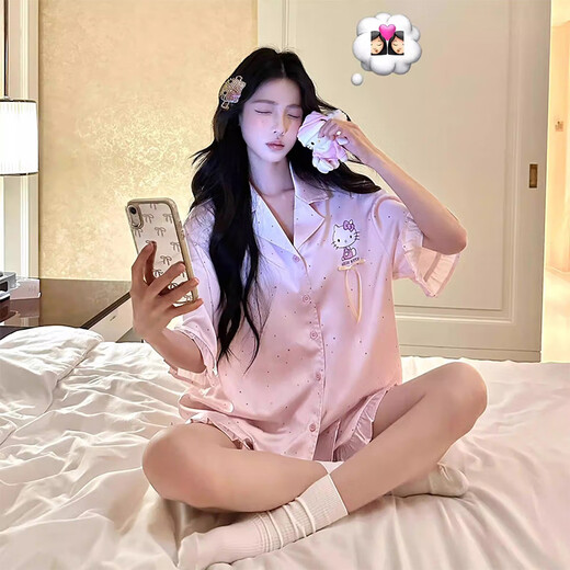
Also, Ice Silk Cool Pajamas for Women in Summer with Chest Pad Short Sleeve Thin 2025 New Cute Cartoon Home Clothing Set 9905 KT Cat Fixed Chest Pad 2XL
